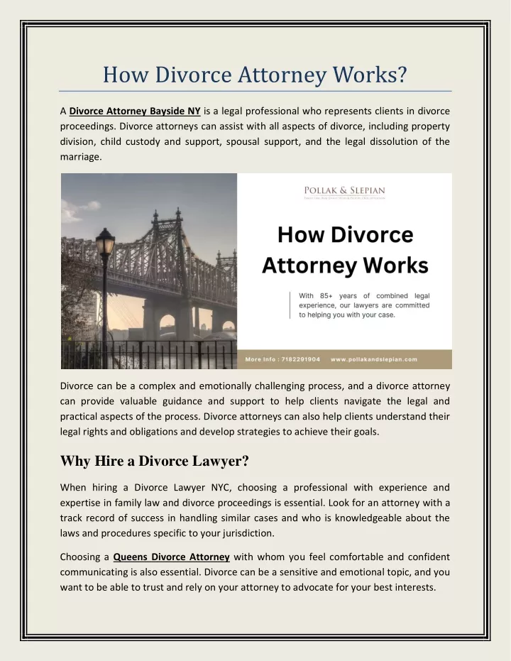 how divorce attorney works