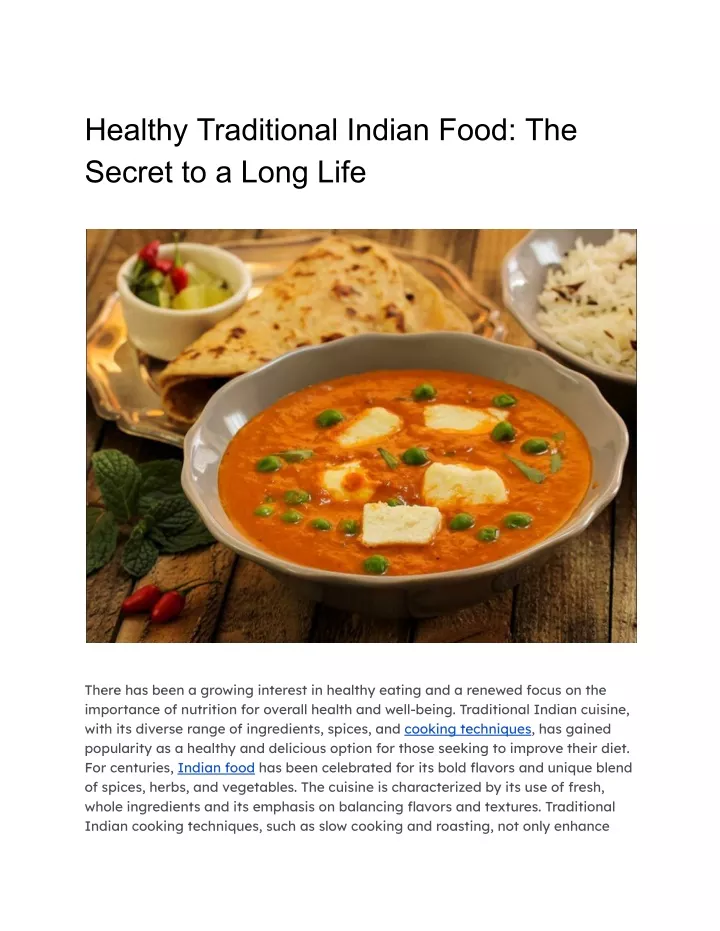 healthy traditional indian food the secret