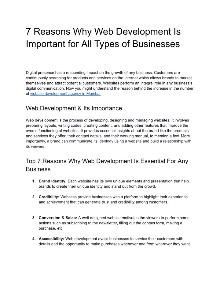 7 reasons why web development is important