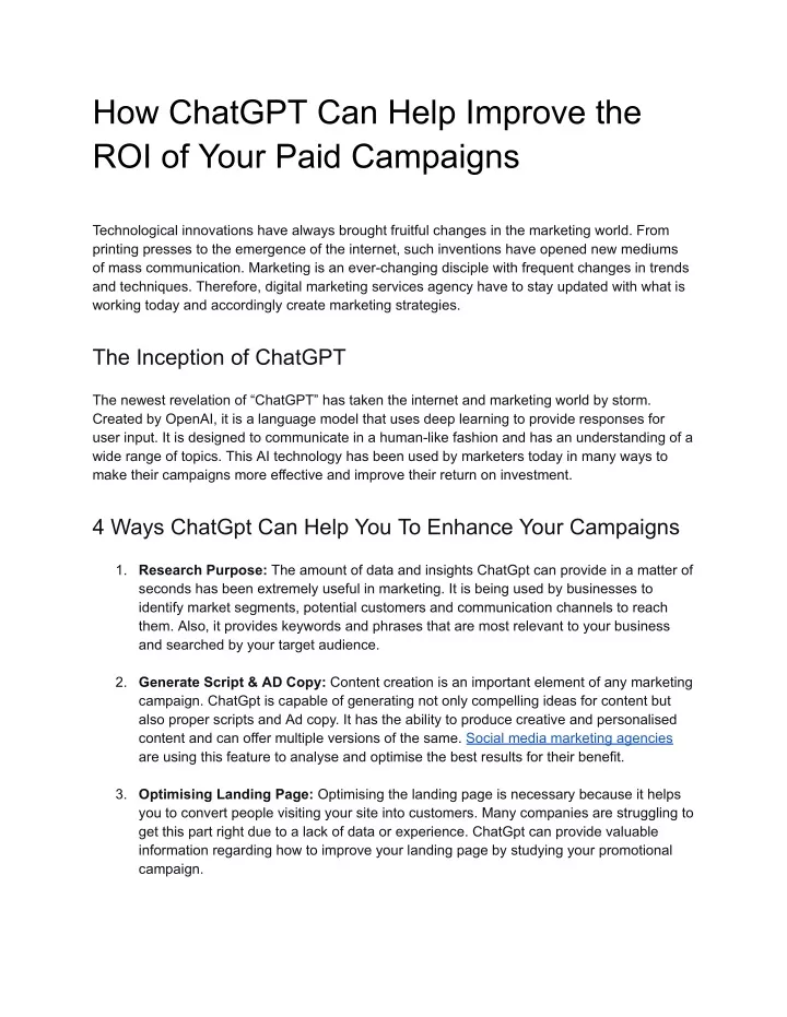 how chatgpt can help improve the roi of your paid