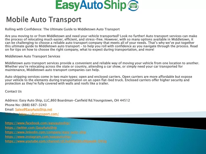 mobile auto transport