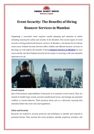 Event Security The Benefits of Hiring Bouncer Services in Mumbai