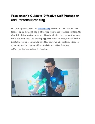 Freelancer's Guide to Effective Self-Promotion and Personal Branding