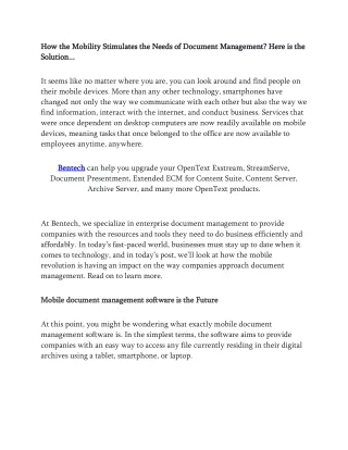 how the mobility stimulates the needs of document