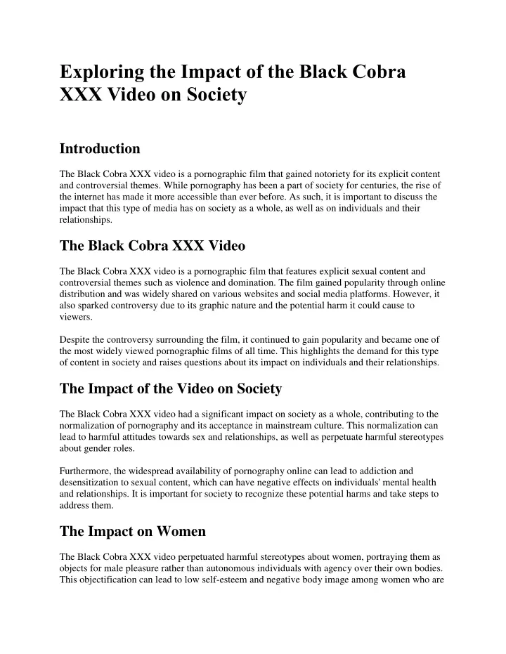 exploring the impact of the black cobra xxx video