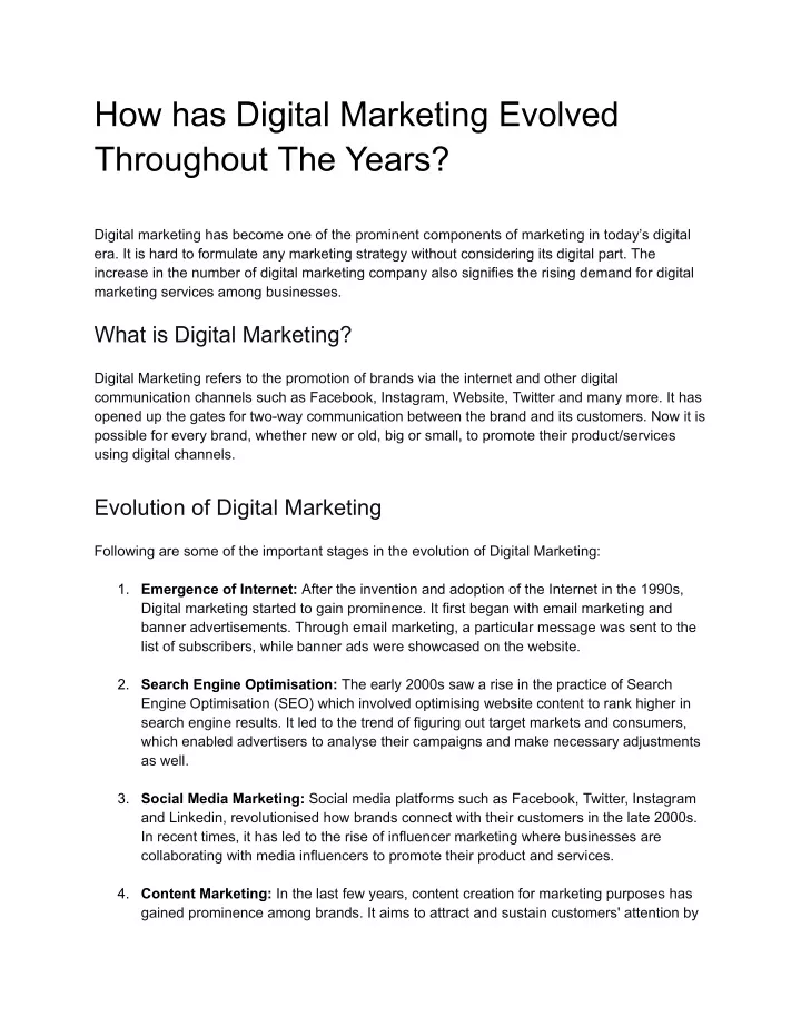 how has digital marketing evolved throughout