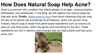 how does natural soap help acne