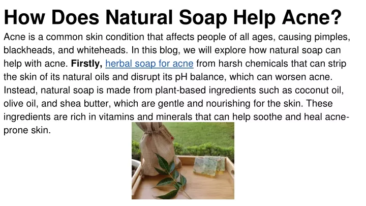 how does natural soap help acne