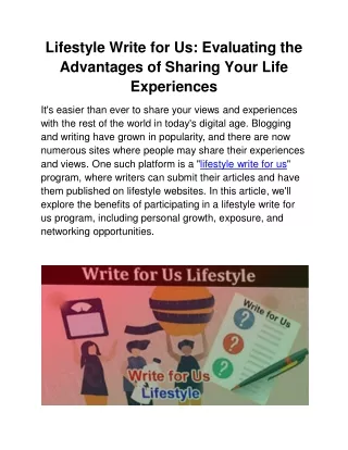lifestyle write for us evaluating the advantages of sharing your life experiences