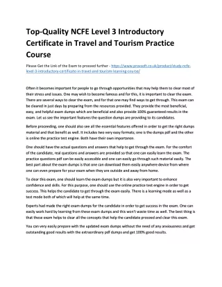 top quality ncfe level 3 introductory certificate