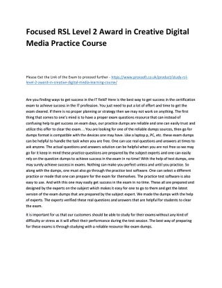focused rsl level 2 award in creative digital