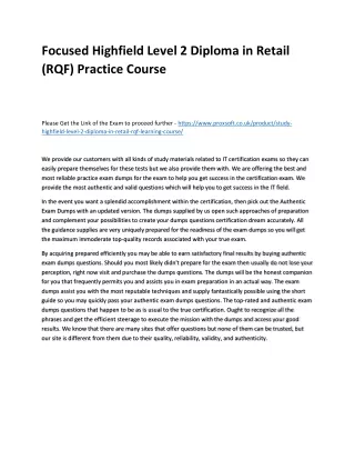 focused highfield level 2 diploma in retail