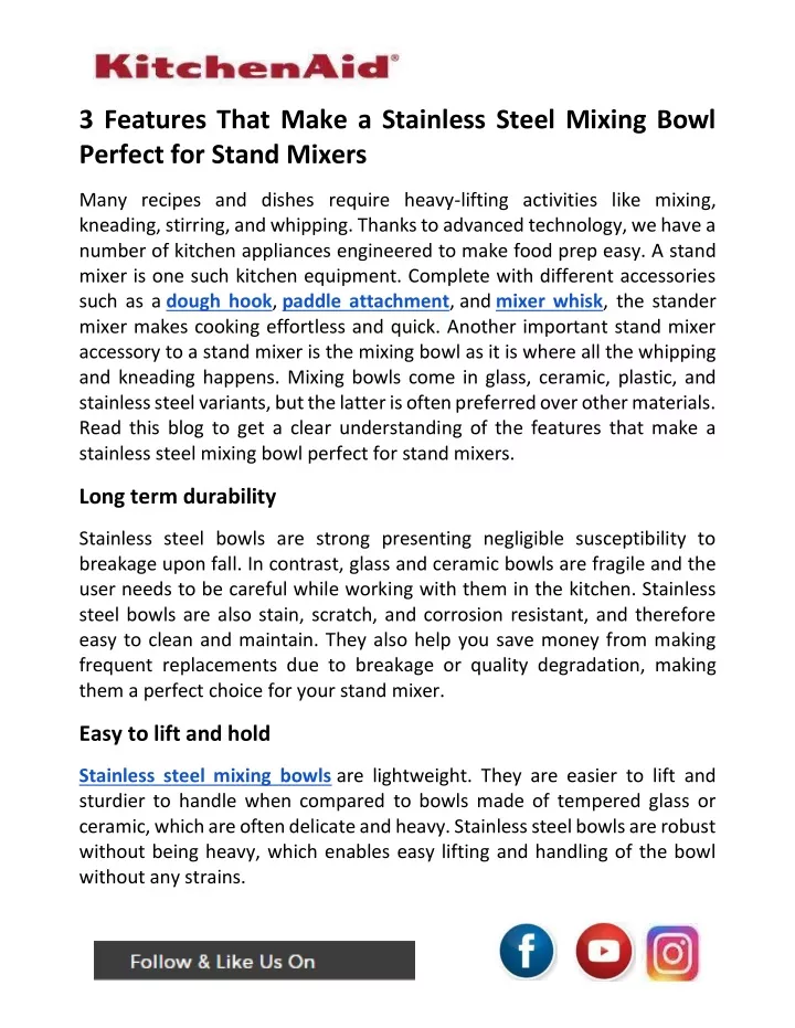 3 features that make a stainless steel mixing