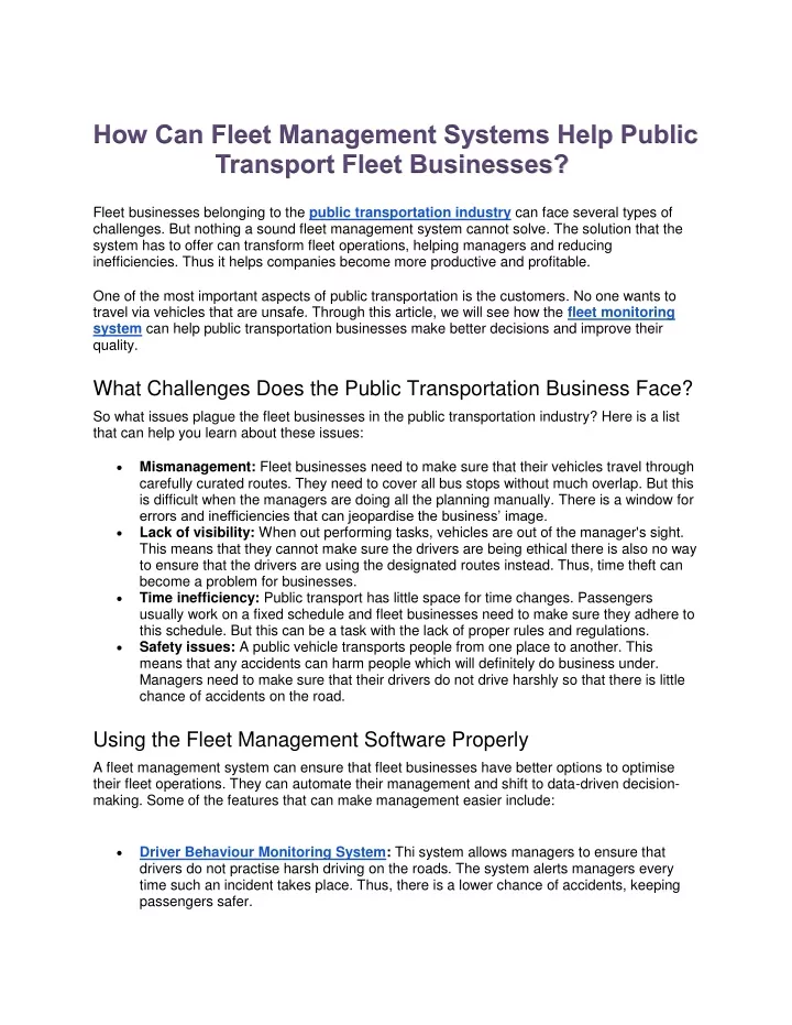 how can fleet management systems help public