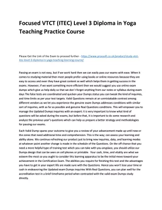 focused vtct itec level 3 diploma in yoga