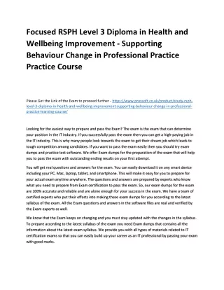 focused rsph level 3 diploma in health