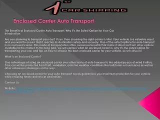 enclosed carrier auto transport
