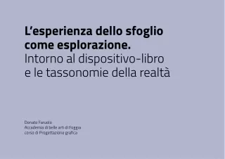 L’esperienza dello sfoglio come esplorazione