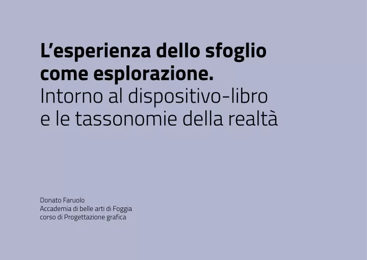 l esperienza dello sfoglio come esplorazione