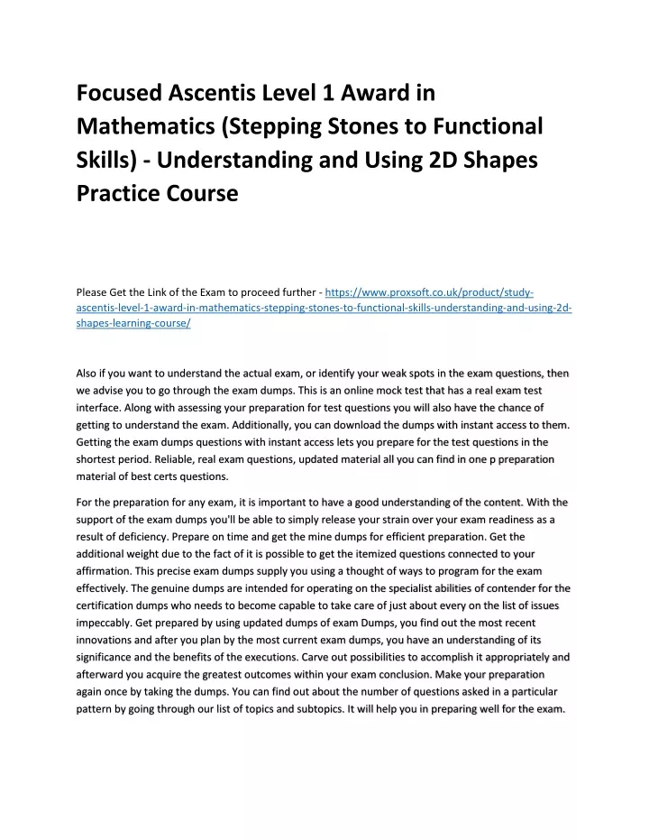 PPT - Focused Ascentis Level 1 Award in Mathematics (Stepping Stones to