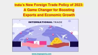 India’s New Foreign Trade Policy of 2023