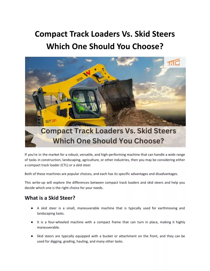 compact track loaders vs skid steers which