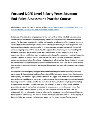 focused ncfe level 3 early years educator