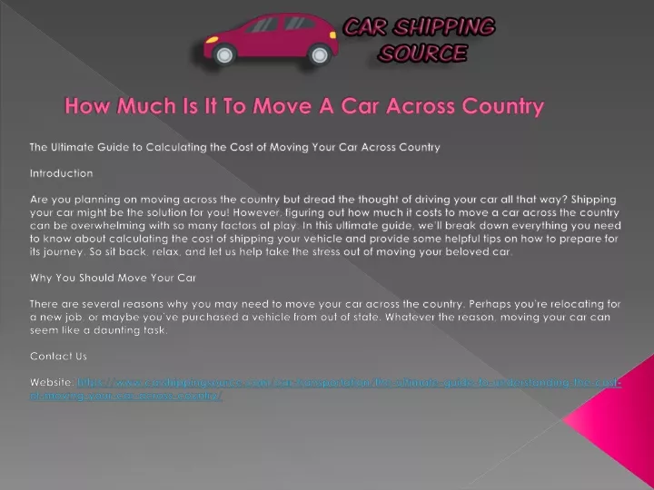 how much is it to move a car across country