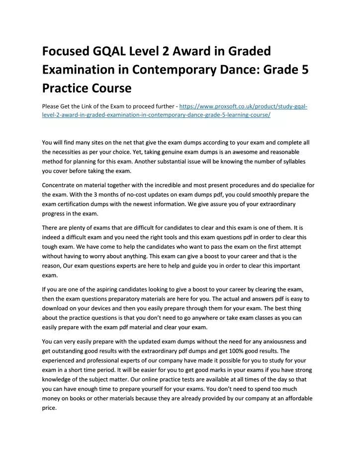 focused gqal level 2 award in graded examination