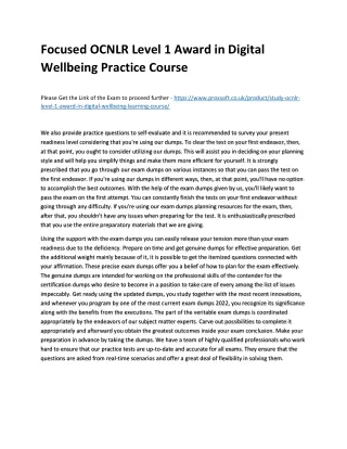 focused ocnlr level 1 award in digital wellbeing