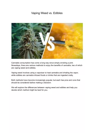 Vaping Weed vs. Edibles - Weedvape