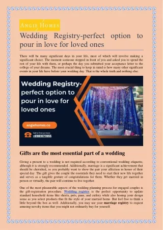 Wedding Registry-perfect option to pour in love for loved ones