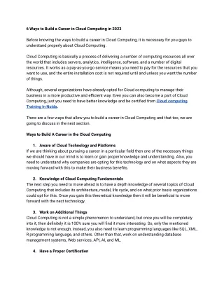 6 ways to build a career in cloud computing