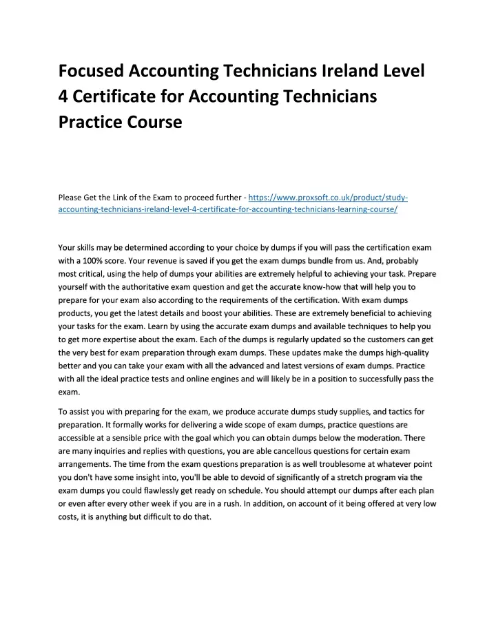 focused accounting technicians ireland level