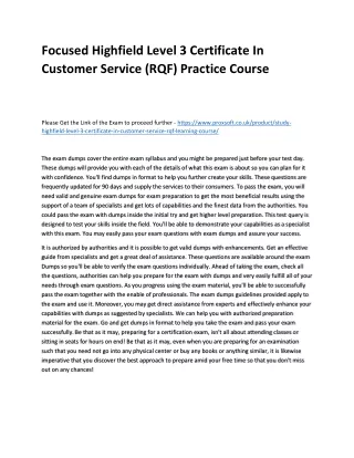 focused highfield level 3 certificate in customer