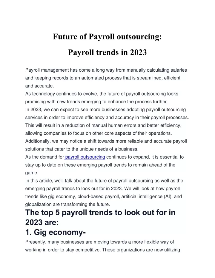 future of payroll outsourcing payroll trends