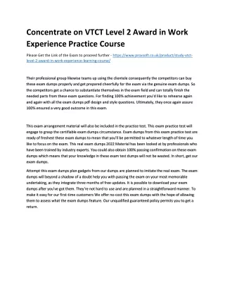 concentrate on vtct level 2 award in work