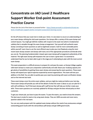 concentrate on iao level 2 healthcare support