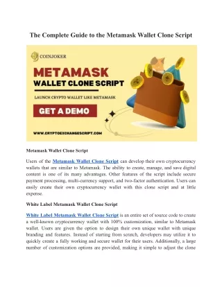 The Complete Guide to the Metamask Wallet Clone Script