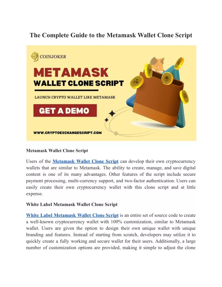 the complete guide to the metamask wallet clone