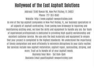 Hollywood of the East Asphalt Solutions