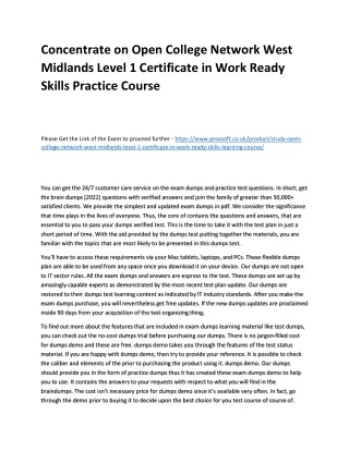 concentrate on open college network west midlands