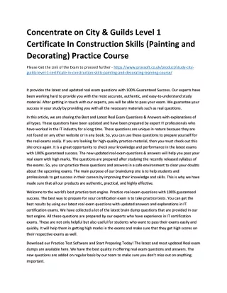 concentrate on city guilds level 1 certificate