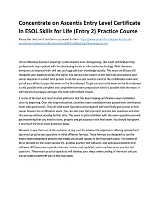 concentrate on ascentis entry level certificate