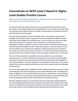 concentrate on ncfe level 3 award in higher level