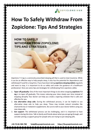 How To Safely Withdraw From Zopiclone: Tips And Strategies