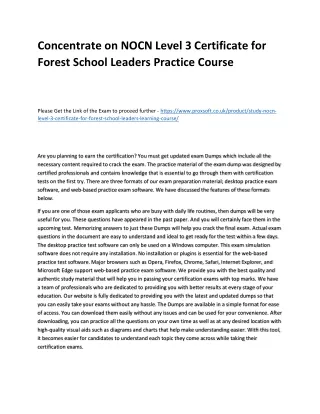 concentrate on nocn level 3 certificate