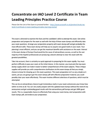concentrate on iao level 2 certificate in team