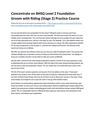 concentrate on bhsq level 2 foundation groom with