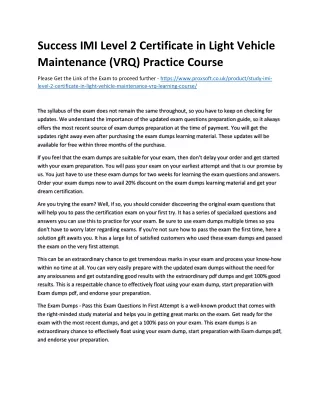 success imi level 2 certificate in light vehicle